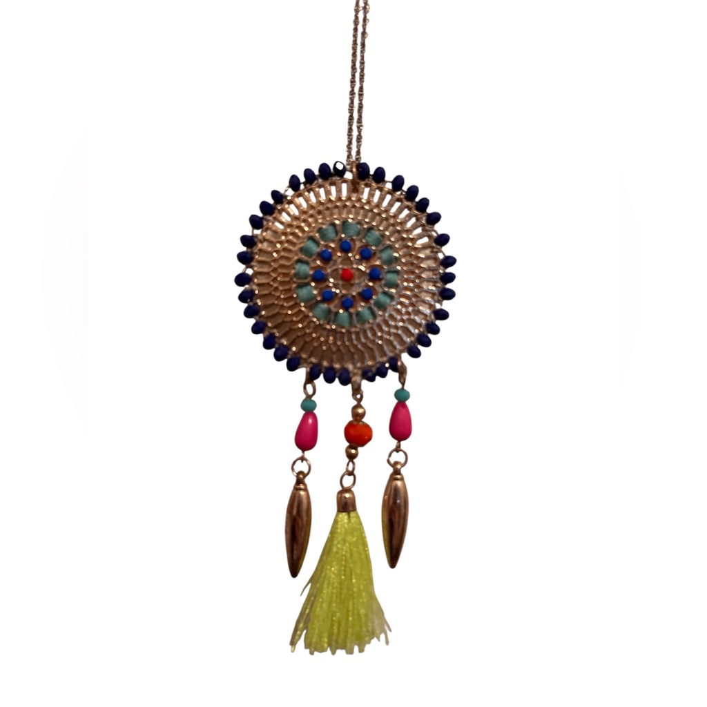 Red Camel Gold Necklace With Blue And Pink Accents